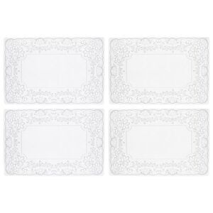 Lace Vinyl 17" x 12" Placements in White, Set of 4